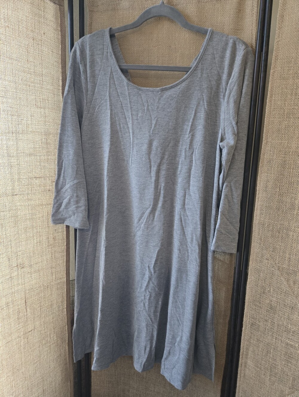 Cable And Guage Women's Scoop Neck Gray Swing Lace Up Dress Size Large